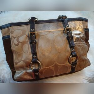 Coach Patchwork Sig. Shoulder Tote Leather/Suede